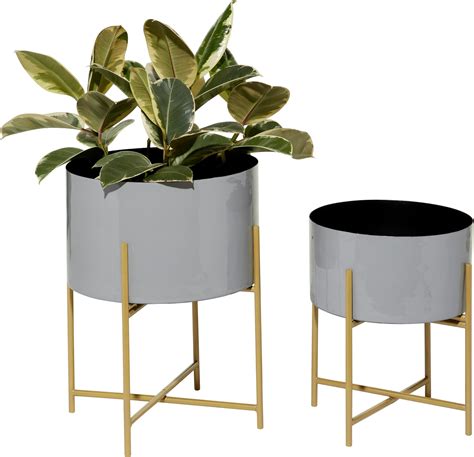 metal planter set of 2 for in house nature enthusiasts|Deco 79 Benzara 22766 Metal House Nature Enthusiasts, Set of .